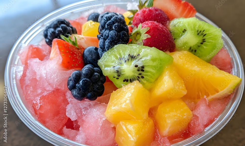 frozen fruit shaved ice, Generative AI frozen fruit shaved ice, Generative AI