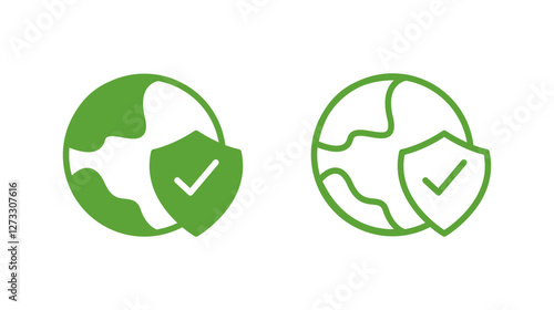 Stylish Globe Icon with Shield for Security