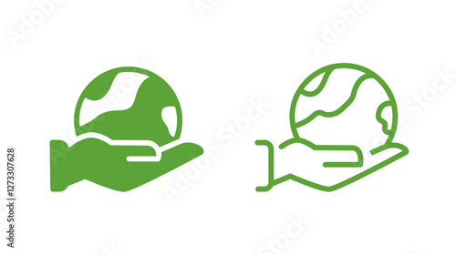 A vibrant earth icon held within a hand, perfect for environmental awareness and design projects.