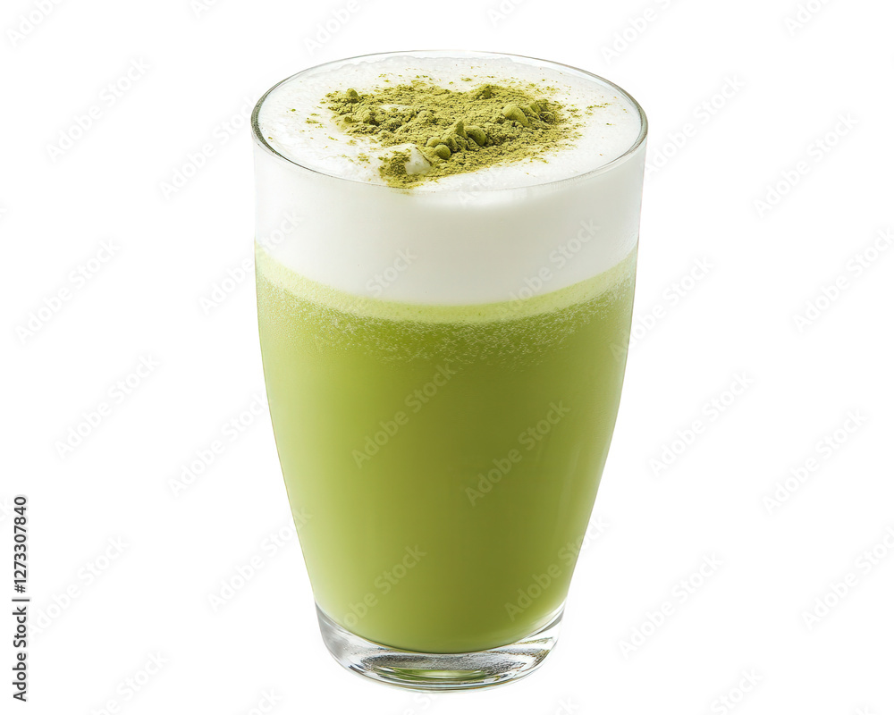 refreshing matcha flavored soft drink in tall glass, topped with foam and sprinkled with matcha powder, perfect for vibrant and energizing experience refreshing matcha flavored soft drink in tall glass, topped with foam and sprinkled with matcha powder, perfect for vibrant and energizing experience