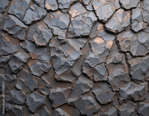 Rocky Terrain Texture...Dark Stone Surface with Cracks...A Natural Mosaic of Earth Tones...Ideal for Backgrounds and Textures...Captures the Raw Beauty of Geology...Creates a Rugged Aesthetic