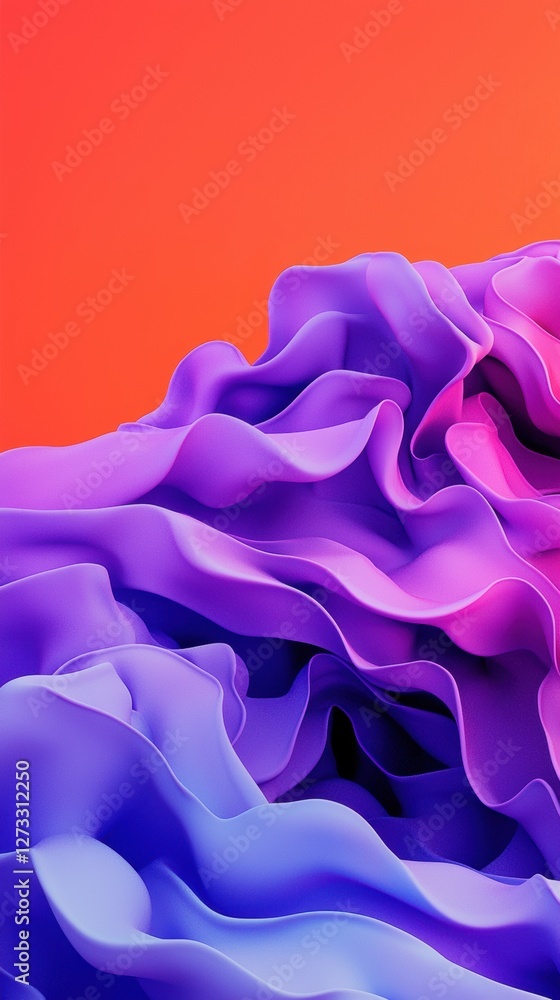 Fototapeta premium Colorful Asymmetrical 3D Wave Creation in High Fidelity Render