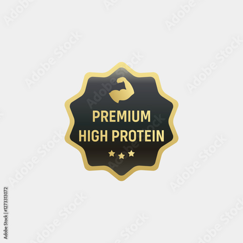 High Protein label stamp vector isolated EPS. High Protein Rubber Stamp. Label for high protein product with low calorie. Rubber stamp.
