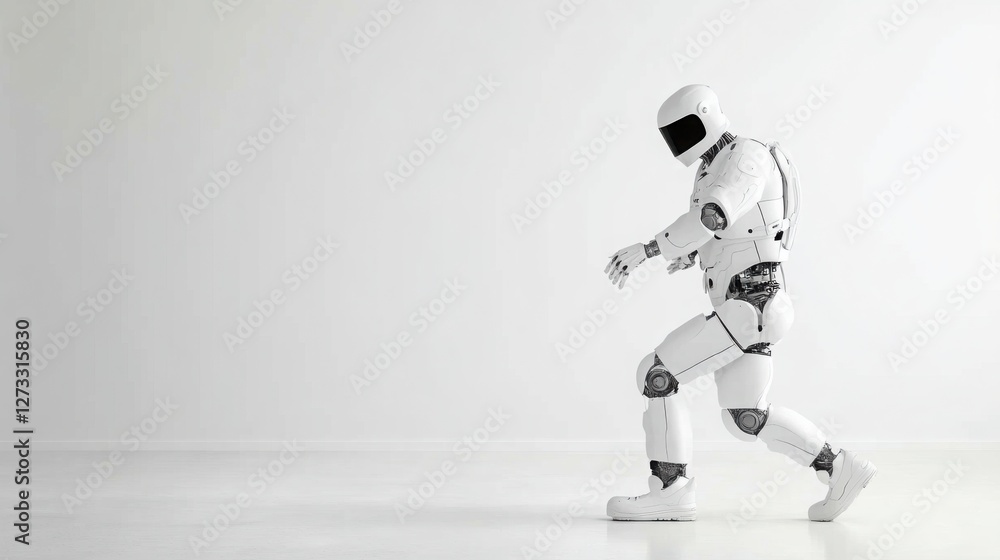 A person using an AI-powered exoskeleton suit for enhanced physical strength, futuristic human augmentation A person using an AI-powered exoskeleton suit for enhanced physical strength, futuristic human augmentation