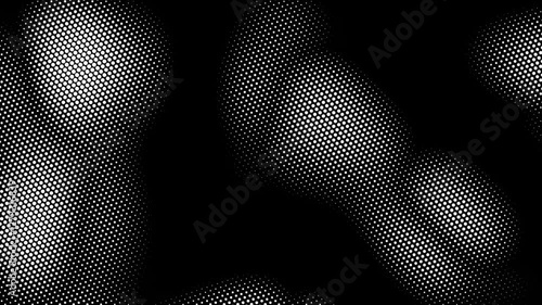 Animated abstract technology halftone pattern in black and white. Retro dot screen effect, perfect for backgrounds & overlays