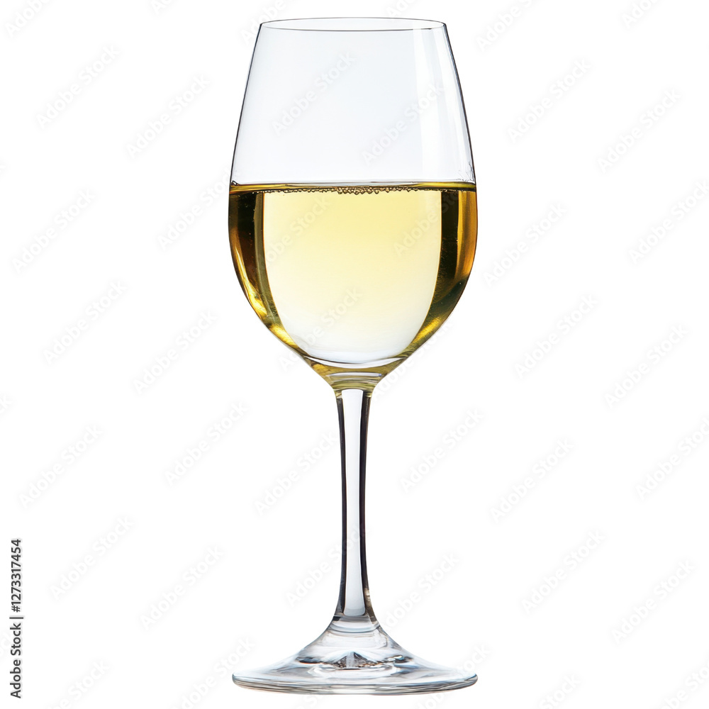 Elegant Glass of White Wine with Crystal Clarity on a Clean Background Elegant Glass of White Wine with Crystal Clarity on a Clean Background