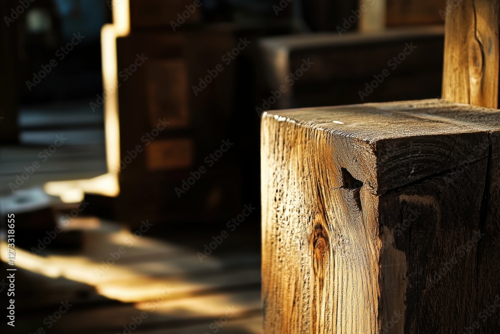 Close-up of wooden textures and details, vibrant natural tones, warm inviting workshop environment, golden light enhancing focus on craftsmanship Close-up of wooden textures and details, vibrant natural tones, warm inviting workshop environment, golden light enhancing focus on craftsmanship