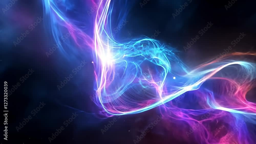 Vibrant abstract light waves in blue and pink create colorful digital background, evoking sense of motion and energy in mesmerizing cosmic space. Vibrant abstract light waves in blue and pink create colorful digital background, evoking sense of motion and energy in mesmerizing cosmic space.