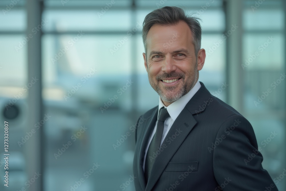 Head and shoulders Portrait of an elegant stylish Kuwaiti 50 years old male flight attendant in uniform. Head and shoulders Portrait of an elegant stylish Kuwaiti 50 years old male flight attendant in uniform.