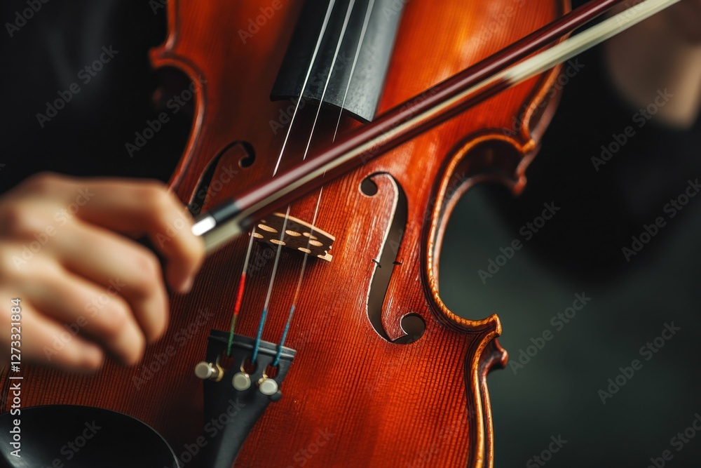 Close-up of violin purfling being inlaid by skilled hands, a meticulous process that showcases artistry and attention to detail Close-up of violin purfling being inlaid by skilled hands, a meticulous process that showcases artistry and attention to detail