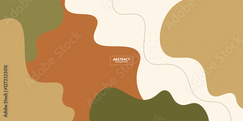 Brown and green geometric business banner design. Creative banner design with wave and line shape as template. Simple design on horizontal banner. Vector Eps10