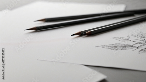 Wallpaper Mural Art supplies including colored pencils and botanical sketches on textured paper, showcasing creative process Torontodigital.ca