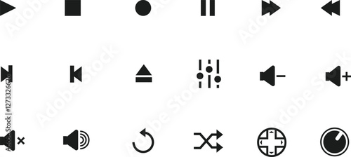 Media Control and Volume Icon Set – Vector Collection