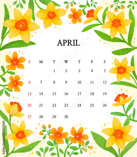 Watercolor, flower, pastel, background, detail, winter, spring, calendar, four seasons, illustration, summer, fall, calendar illustration