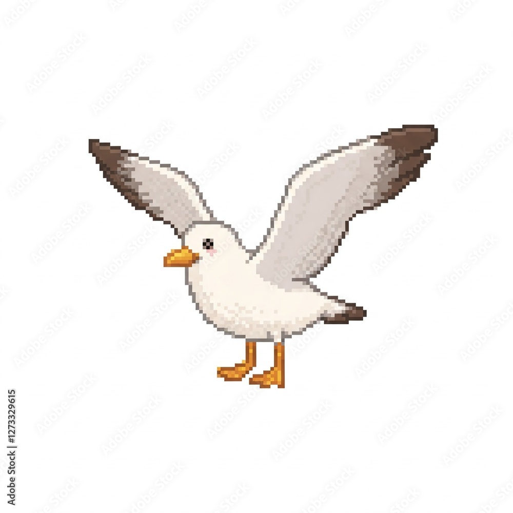 Fototapeta premium Pixel art minimalist seagull