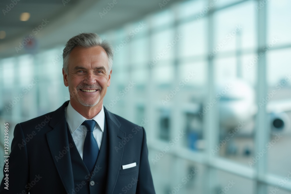 Head and shoulders Portrait of an elegant stylish Saint Vincentian 50 years old male flight attendant in uniform. Head and shoulders Portrait of an elegant stylish Saint Vincentian 50 years old male flight attendant in uniform.