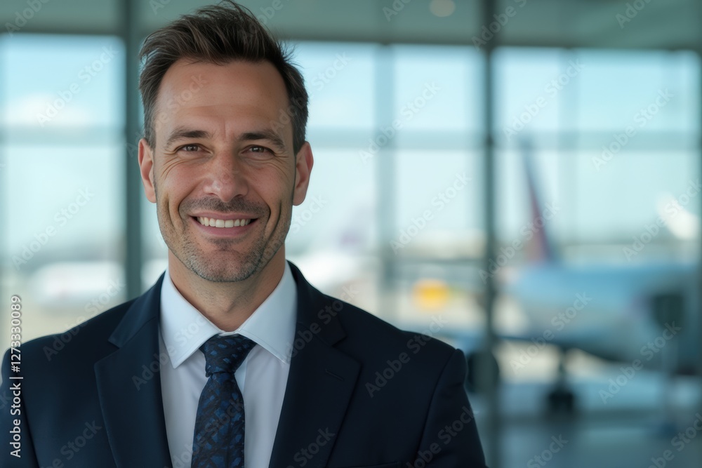 Head and shoulders Portrait of an elegant stylish Salvadoran 50 years old male flight attendant in uniform. Head and shoulders Portrait of an elegant stylish Salvadoran 50 years old male flight attendant in uniform.