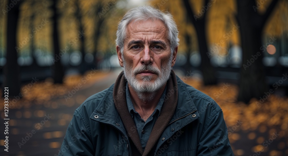 Homeless mature Caucasian man in a dark park background portrait facing forward Homeless mature Caucasian man in a dark park background portrait facing forward