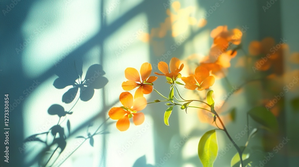 Obraz premium Enchanting Close-Up of Flowers bathed in Dramatic Light and Shadow, Highlighting the Three-Dimensional Layers, Sunlight Filtering through Petals, Perfect for Artistic and Nature Photography Themes