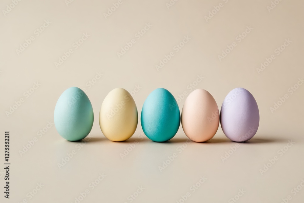 Row of easter eggs with different pastel colors Row of easter eggs with different pastel colors