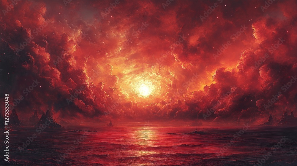 Fototapeta premium Epic River Uprising Landscape 