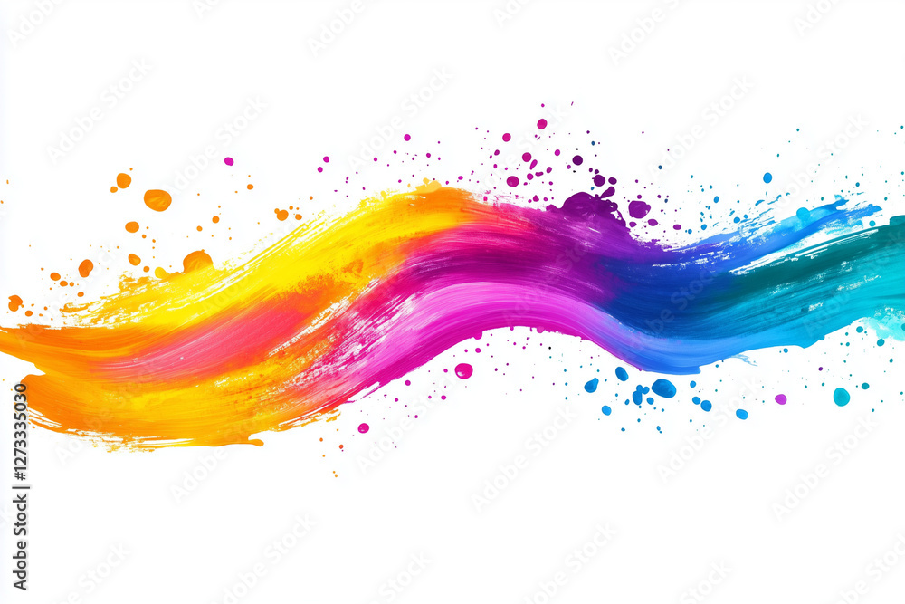 Freeform brushstrokes and paint splashes in vibrant tones. Expresses creativity and freedom for design studios or galleries