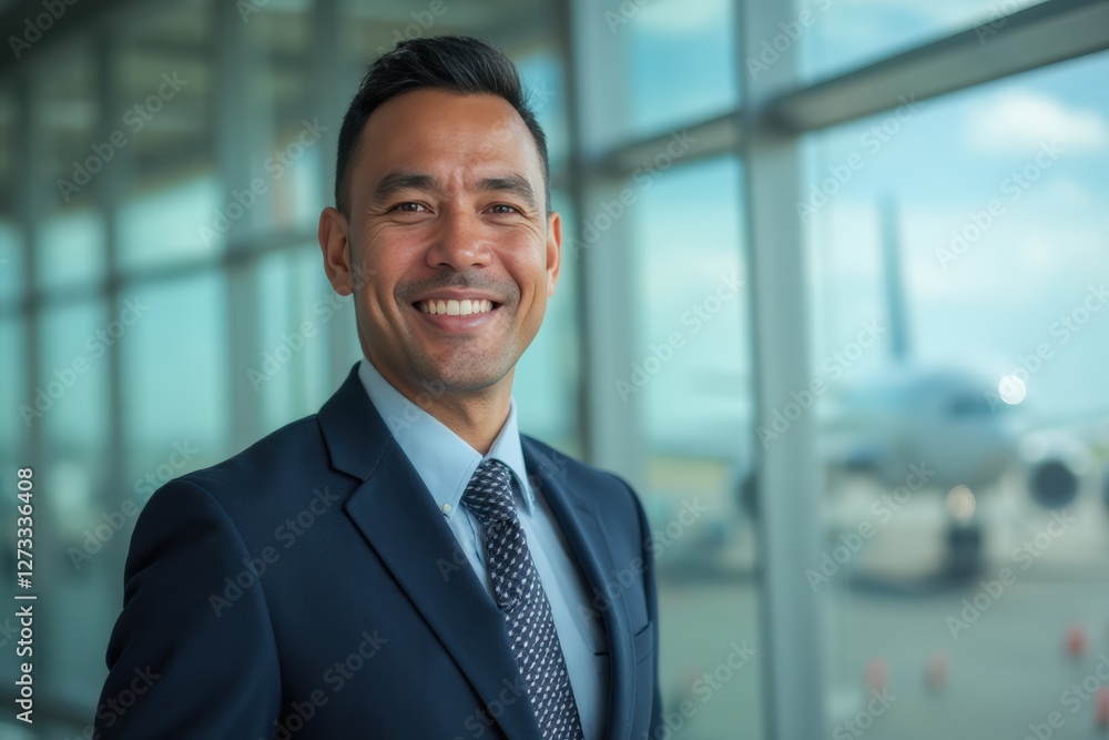 Head and shoulders Portrait of an elegant stylish Vanuatuan 50 years old male flight attendant in uniform. Head and shoulders Portrait of an elegant stylish Vanuatuan 50 years old male flight attendant in uniform.