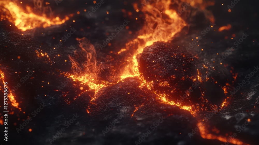 Molten Inferno: A fiery spectacle of glowing lava rocks and embers. Molten Inferno: A fiery spectacle of glowing lava rocks and embers.