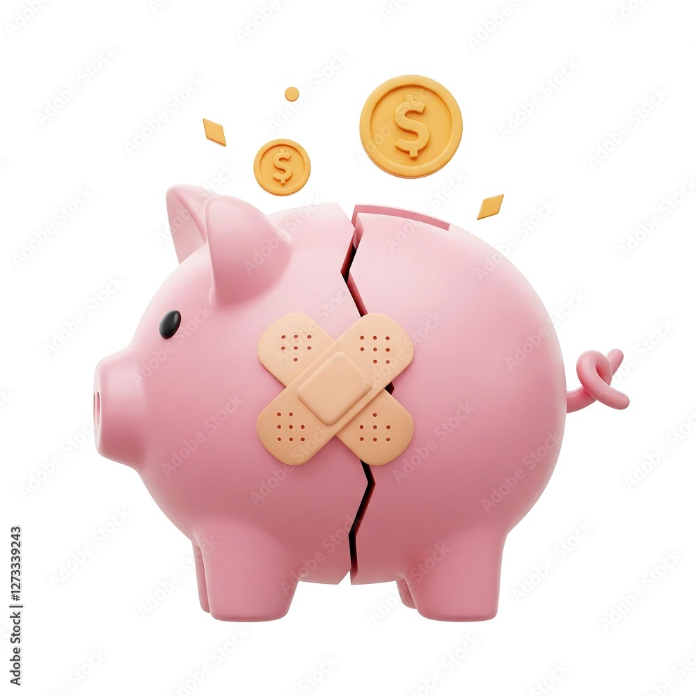 a broken piggy bank with a band-aid, symbolizing financial vulnerability a broken piggy bank with a band-aid, symbolizing financial vulnerability