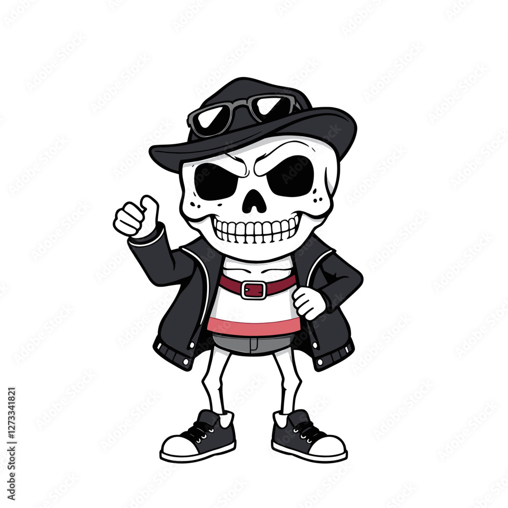 a skull emoji wearing a hat, sunglasses, and a jacket, giving the impression of a cool and confident character. a skull emoji wearing a hat, sunglasses, and a jacket, giving the impression of a cool and confident character.