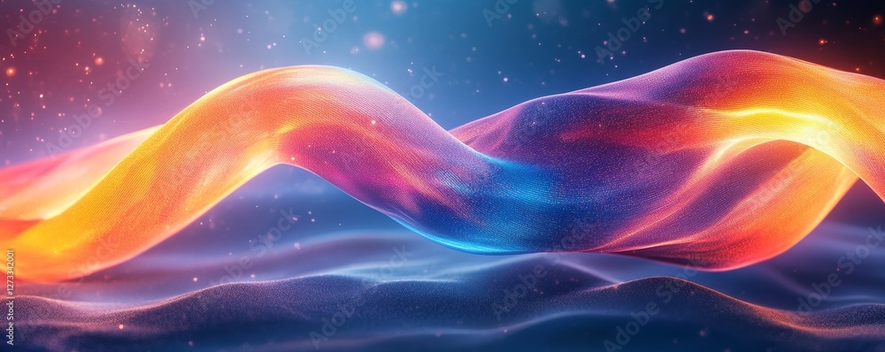 Obraz premium Colorful Neon Ribbon Twisting in Space, Generative AI