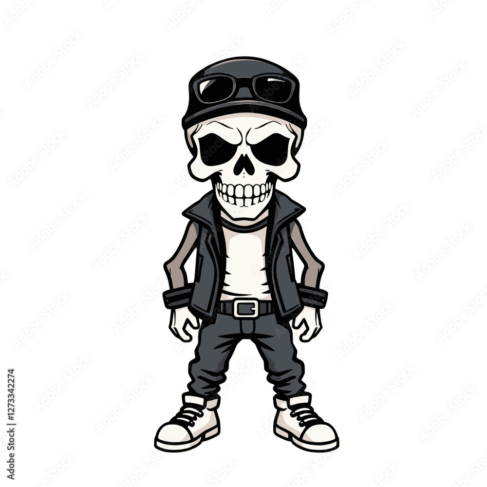 a skull emoji wearing a helmet, goggles, and a leather jacket. a skull emoji wearing a helmet, goggles, and a leather jacket.