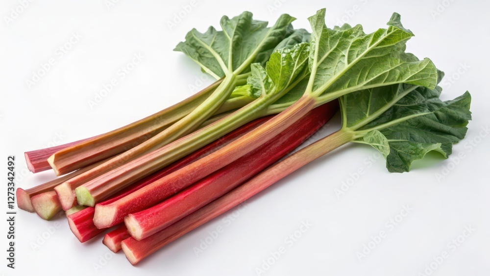 Rhubarb Stalks on White Background Rhubarb Stalks on White Background