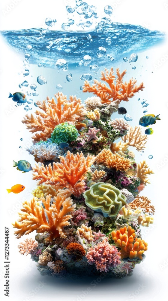 Fototapeta premium Underwater coral reef ecosystem exploration marine environment nature photography aquatic life vibrant colors