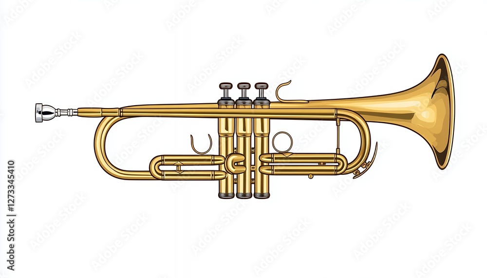 Obraz premium Golden Trumpet Showcasing Intricate Design on a White Background