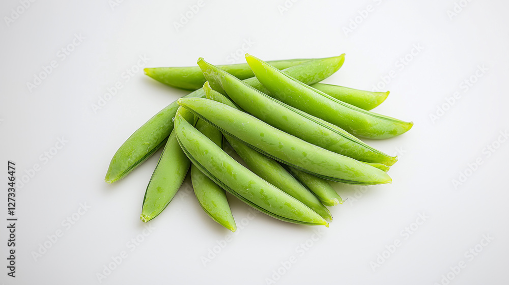 Farm-fresh green peas with natural texture on clean display Farm-fresh green peas with natural texture on clean display