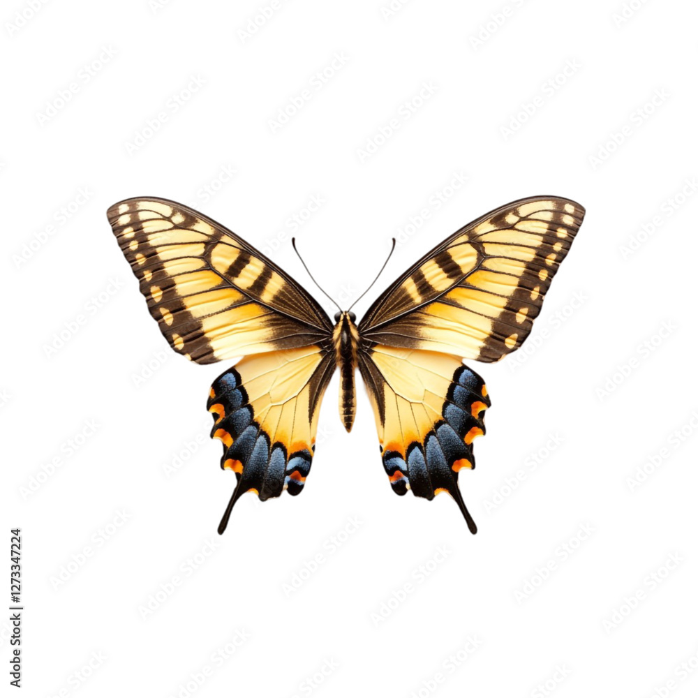 Naklejka premium Eastern Tiger Swallowtail Butterfly Vivid Wings Abstract Background,