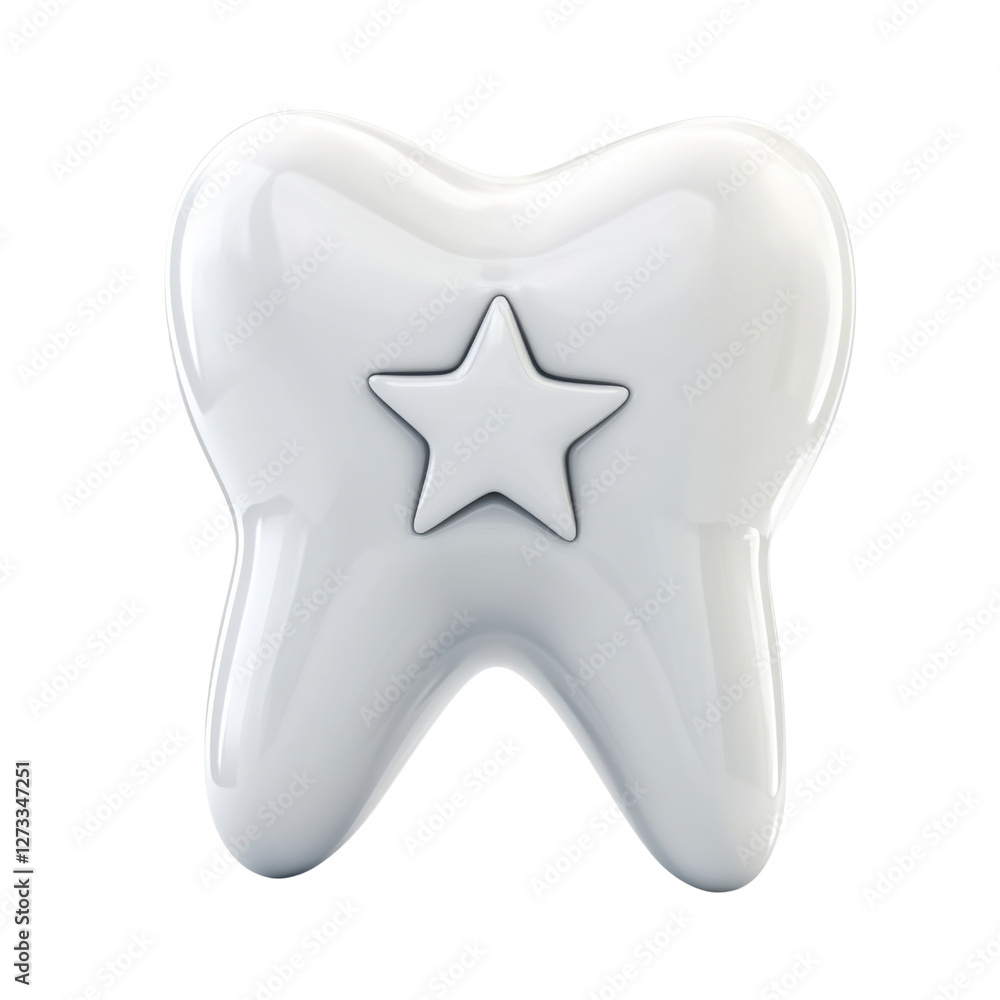 Cute cartoon tooth character with a star emblem for dental themes Cute cartoon tooth character with a star emblem for dental themes