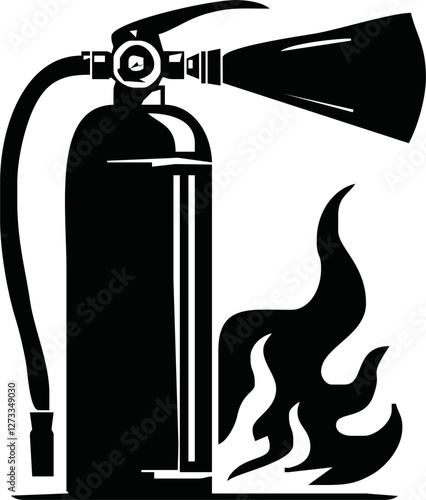 fire extinguisher vector, fire killer, fire reel hose on isolated background. Fire extinguisher icon in flat icon design