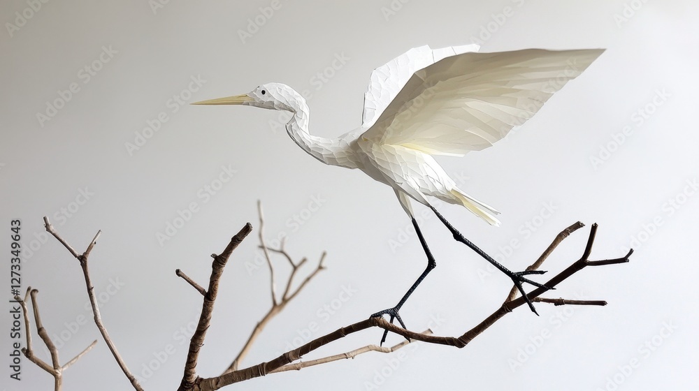 Heron lifting off, long legs trailing, delicate wing positioning, a sense of effortless flight, plain white background. Heron lifting off, long legs trailing, delicate wing positioning, a sense of effortless flight, plain white background.