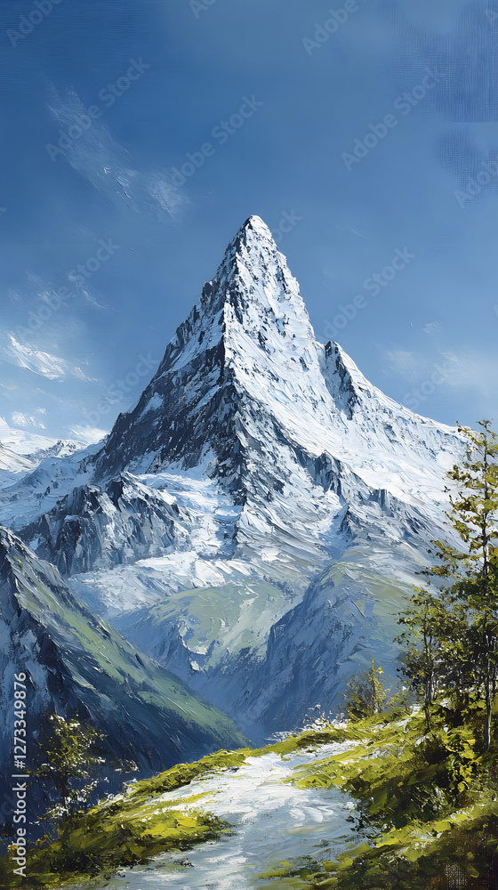 Fototapeta premium The majestic snow-capped peak of the Matterhorn in Switzerland 