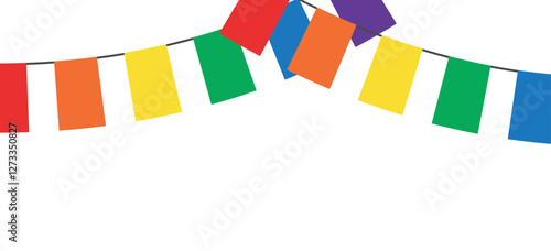 Pride month LGBT flags garlands with pennants. Vector buntings set. Footer and banner background