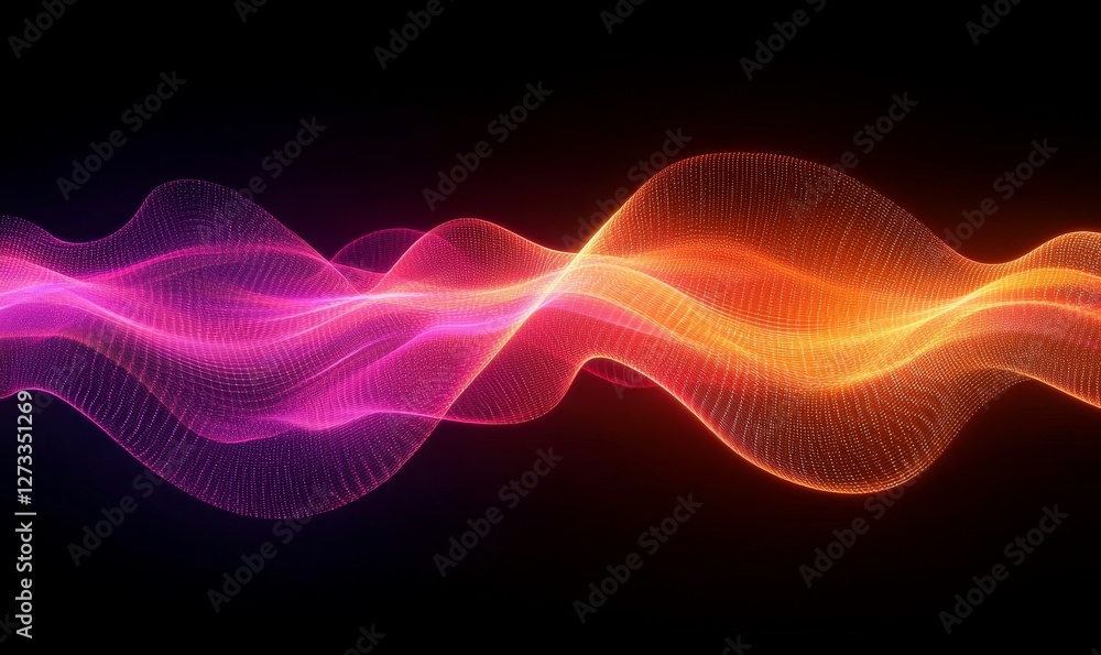 Neon Wavy Flowing Abstract Background, Generative AI Neon Wavy Flowing Abstract Background, Generative AI