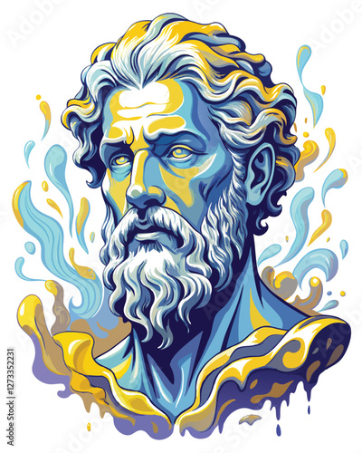 A classical philosopher's bust, partially melted, transitioning into ethereal, swirling smoke and light.  Focus on the contrast between solid form and dissolving substance.