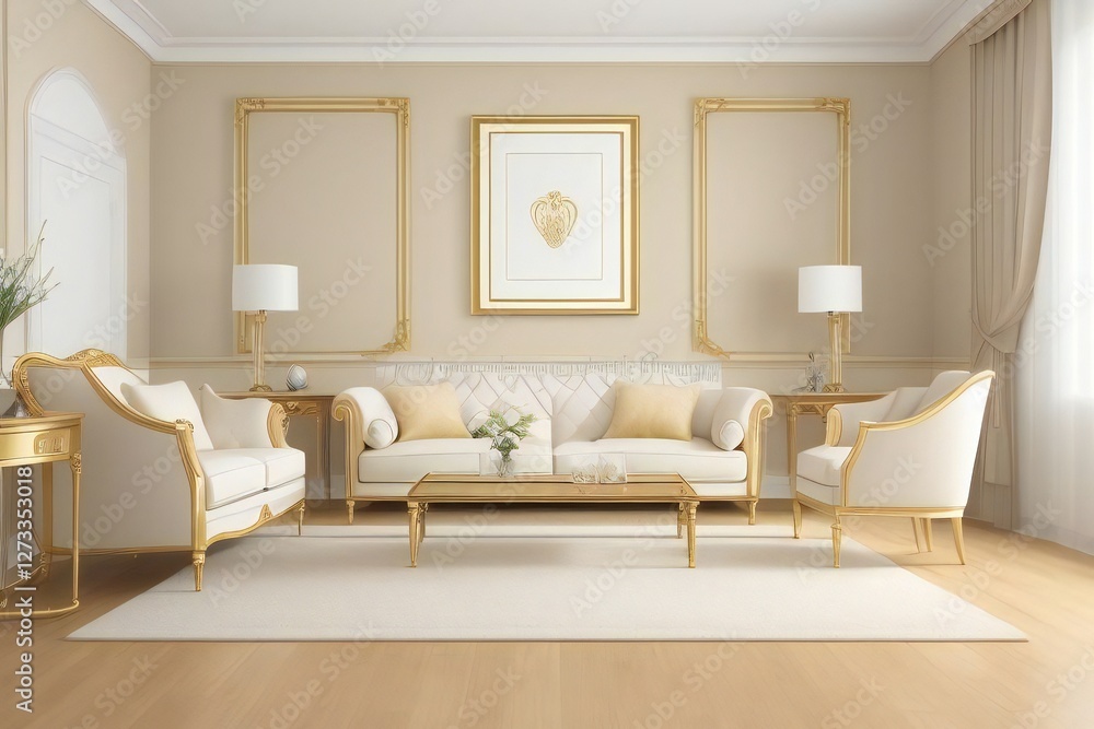 Fototapeta premium Blank frame in wall mockup 