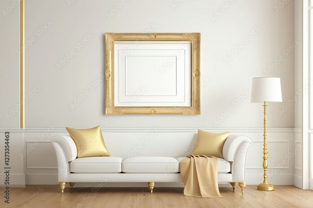 Fototapeta premium Blank frame in wall mockup