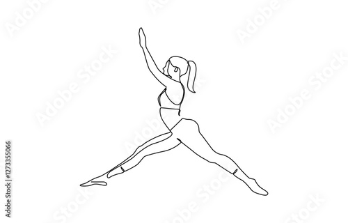 Woman Yoga Minimalist One Line Drawing. Woman Yoga Pose Line Art Trendy Illustration, Continuous one line drawing of beautiful female yoga pose character. woman doing yoga exercise.