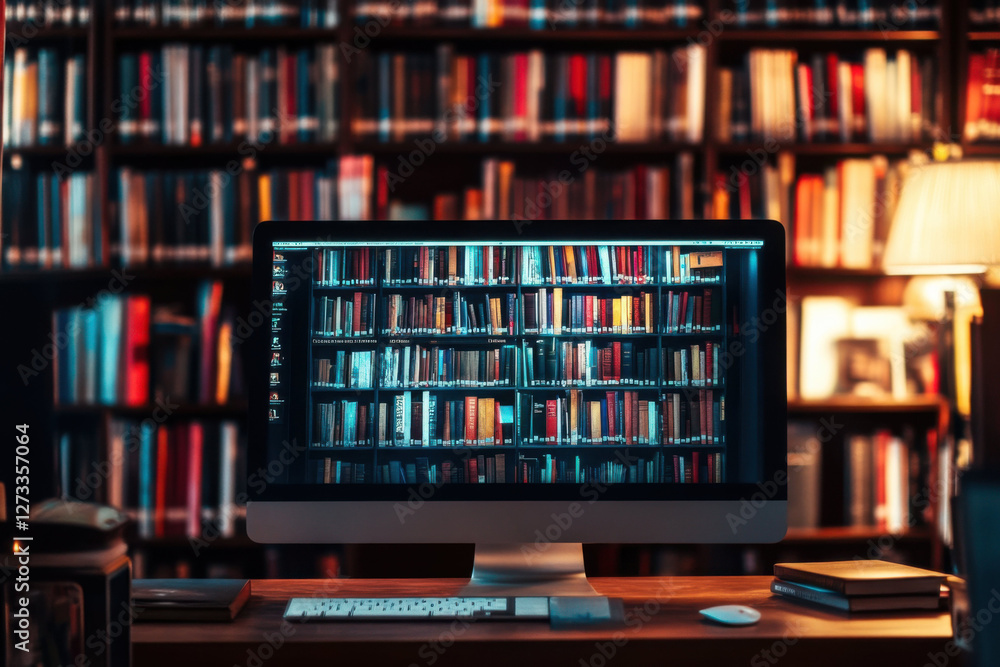 Digital library portal displayed on a desktop screen, showcasing interactive features and easy navigation, redefining access to knowledge Digital library portal displayed on a desktop screen, showcasing interactive features and easy navigation, redefining access to knowledge