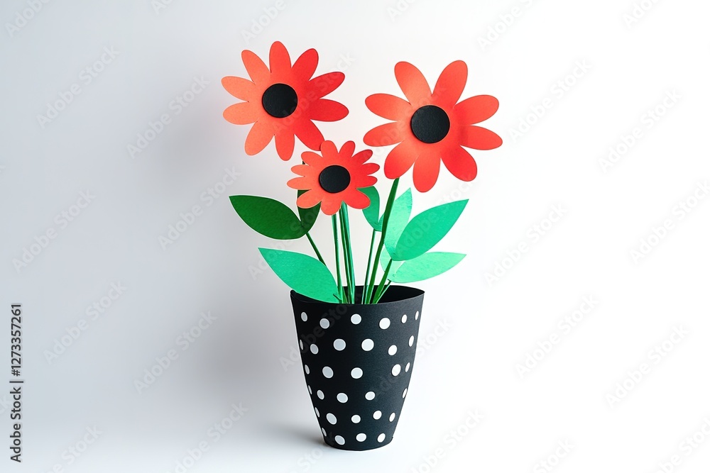 Vibrant Paper Flower Bouquet in Black Vase Vibrant Paper Flower Bouquet in Black Vase