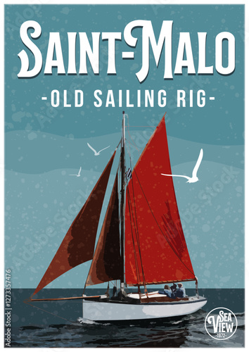 Illustration vintage de Saint-Malo - voilier